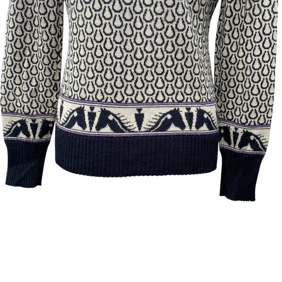 Kerrits Wool Blend Equestrian Sweater Jacquard Horse ¼ Zip Riding Countryside-M - Picture 9 of 13